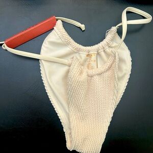Oh Polly Cream Textured Women's string bikini top. Neena collection. Size XS